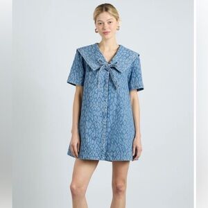 DAMSON MADDER. Goldie Dress - Denim Leopard Laser